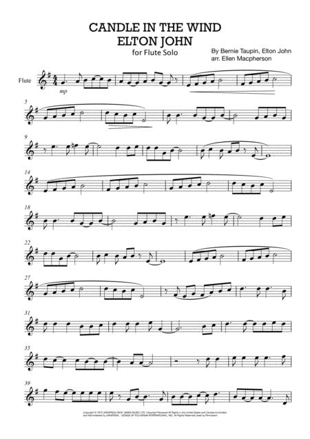 Candle In The Wind For Flute Solo Sheet Music