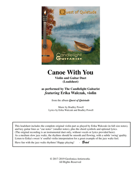 Canoe With You Leadsheet For Violin And Guitar Duet Sheet Music