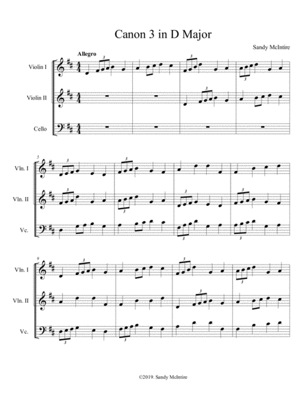 Canon 3 In D Major Sheet Music