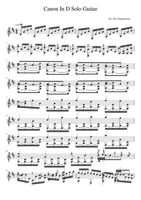 Canon In D Acoustic Guitar Solo Sheet Music