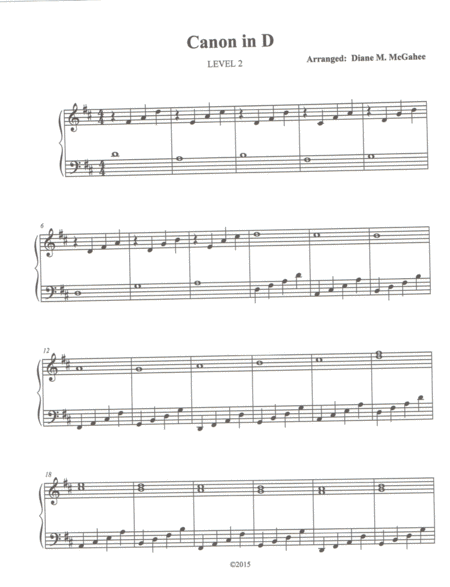 Free Sheet Music Canon In D Arr Pachelbel Level 2