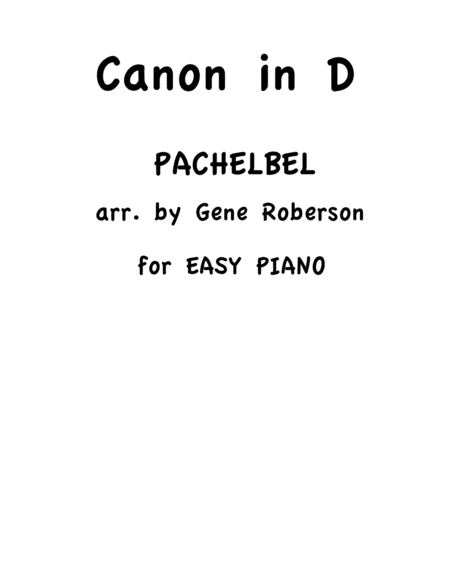 Free Sheet Music Canon In D Easy Piano Keyboard
