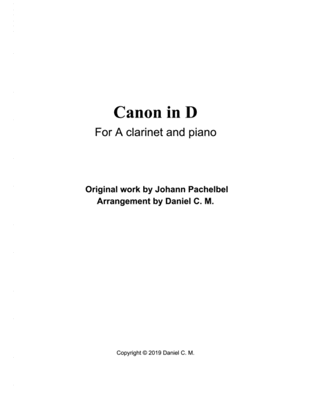 Free Sheet Music Canon In D For A Clarinet And Piano