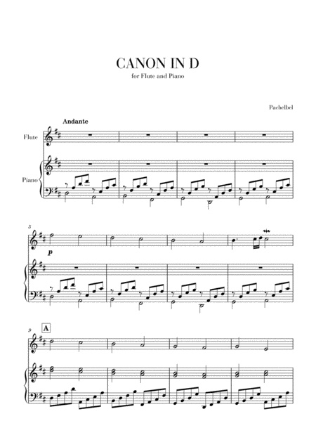 Free Sheet Music Canon In D For Flute And Piano