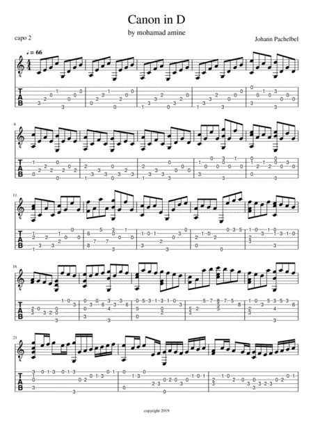 Free Sheet Music Canon In D For Guitar Its Good
