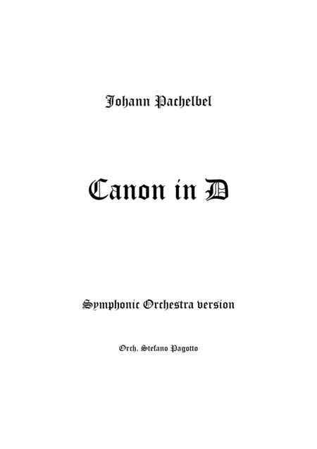 Free Sheet Music Canon In D Full Orchestra Version