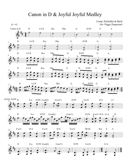 Free Sheet Music Canon In D Joyful Joyful We Adore Thee