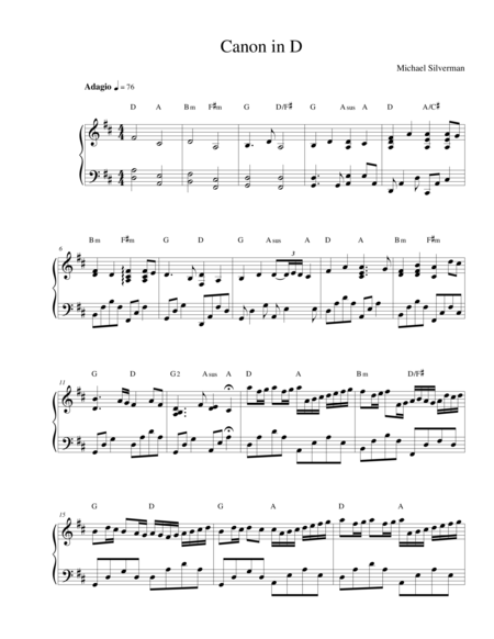 Canon In D Major Piano Sheet Music