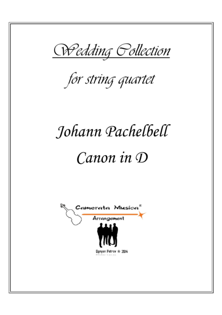 Free Sheet Music Canon In D Weddind Version For String Quartet Optional Part For Double Bass