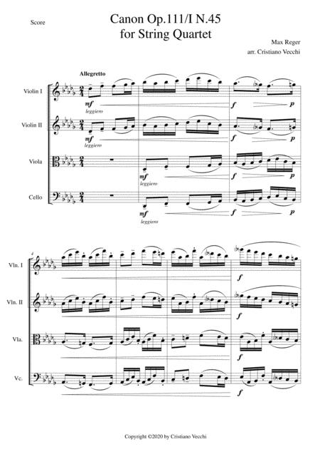 Canon Op 111 I N 45 For String Quartet Sheet Music