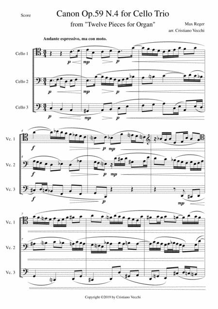 Canon Op 59 N 4 For Cello Trio Sheet Music