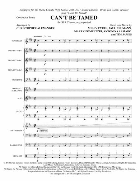 Cant Be Tamed Full Score And Parts Sheet Music