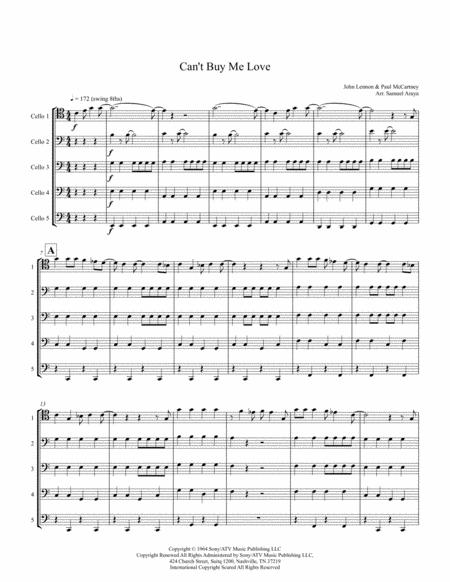 Cant Buy Me Love For 5 Cellos Cello Quintet Sheet Music