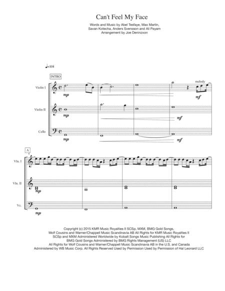 Free Sheet Music Cant Feel My Face For String Trio