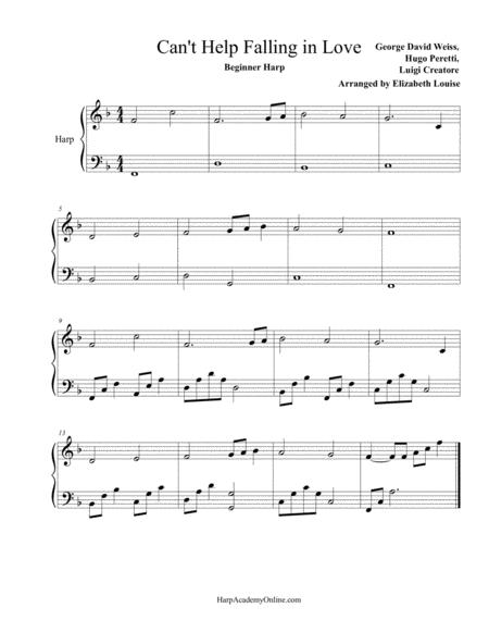 Free Sheet Music Cant Help Falling In Love Beginner Harp