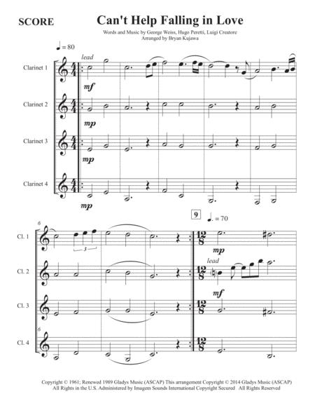 Cant Help Falling In Love Clarinet Quartet Sheet Music