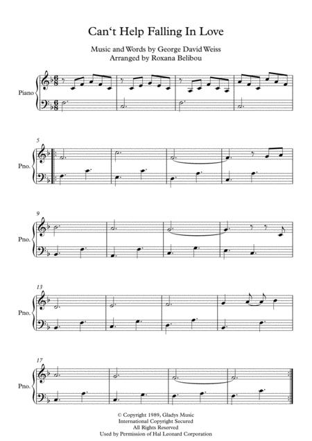 Cant Help Falling In Love F Major By Elvis Presley Easy Piano Sheet Music