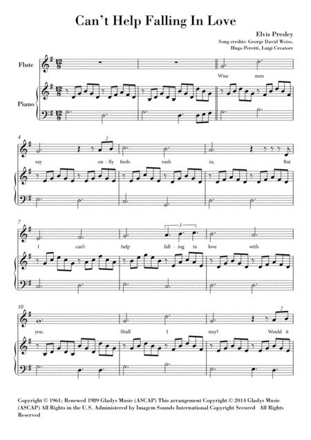 Cant Help Falling In Love Flute And Piano Sheet Music