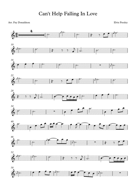 Free Sheet Music Cant Help Falling In Love Flute