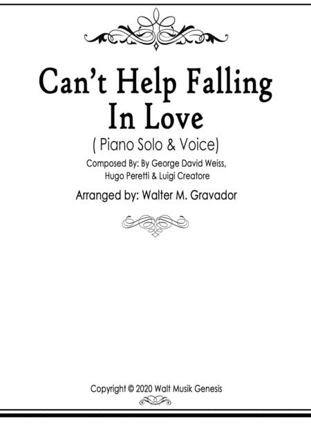 Free Sheet Music Cant Help Falling In Love For Piano With And Vocal Part