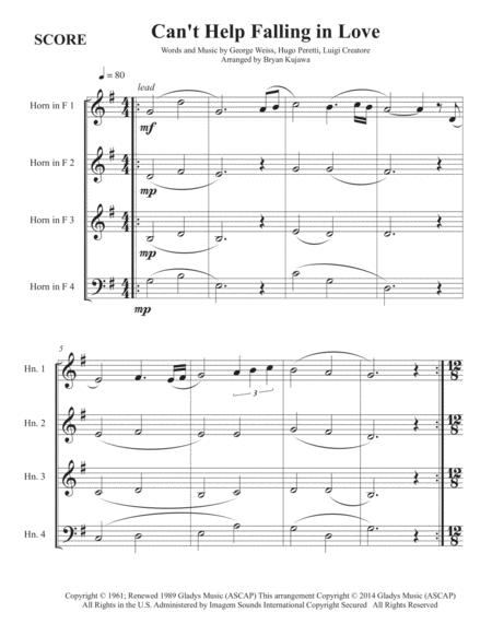 Cant Help Falling In Love Horn Quartet Concert C Sheet Music