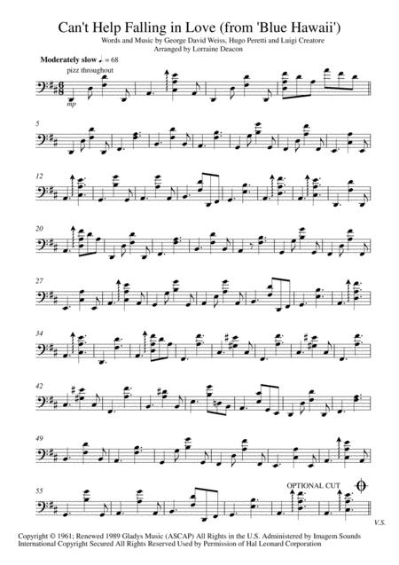 Free Sheet Music Cant Help Falling In Love String Duo Violin Cello