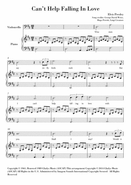 Cant Help Falling In Love Violoncello And Piano Sheet Music