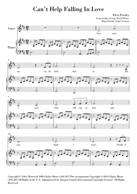 Cant Help Falling In Love Voice And Piano Sheet Music