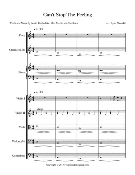 Free Sheet Music Cant Stop The Feeling From Trolls 10 Pc Ensemble