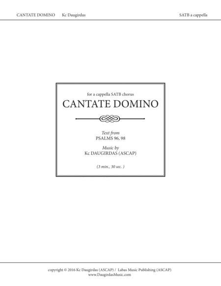 Cantate Domino Fanfare For Satb Chorus Score With Piano Reduction Sheet Music