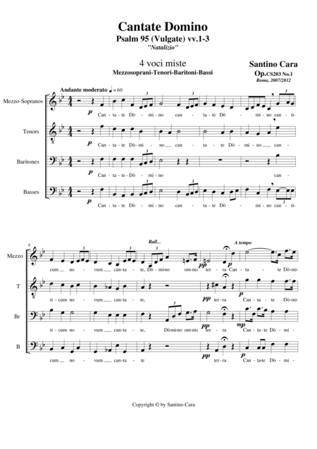 Free Sheet Music Cantate Domino Psalm 95 Choir Mztbrb A Cappella