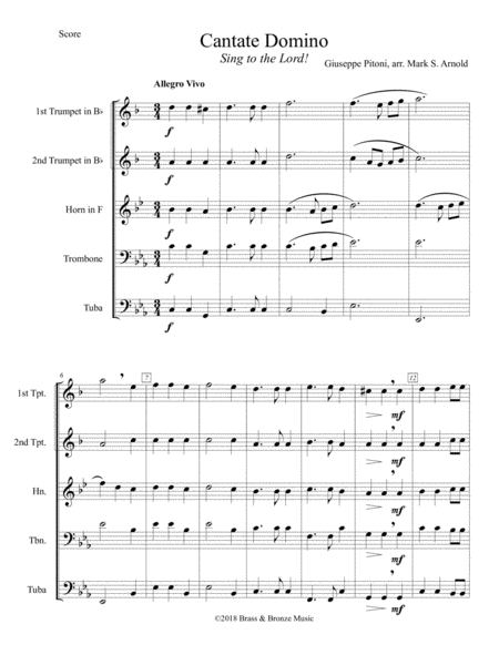 Free Sheet Music Cantate Domino Sing Unto The Lord