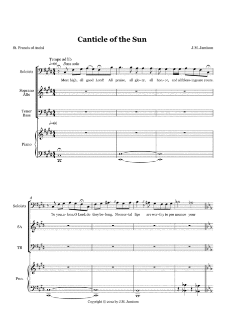 Free Sheet Music Canticle Of The Sun