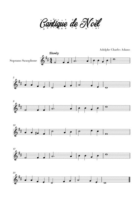 Free Sheet Music Cantique De Nol For Soprano Saxophone