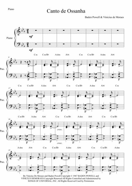 Free Sheet Music Canto De Ossanha Piano