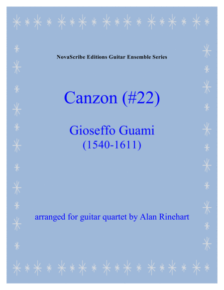 Canzon 22 Arr For Guitar Quartet Sheet Music