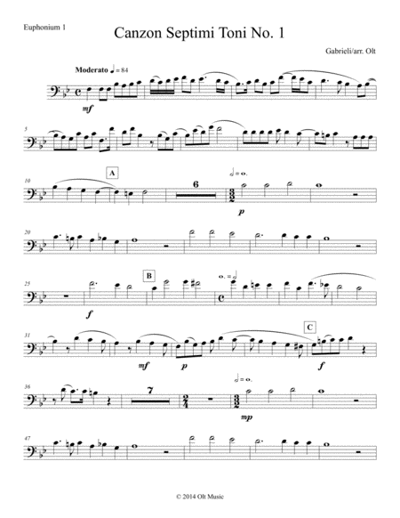 Free Sheet Music Canzon Septimi Toni No 1 For 2 Antiphonal Tuba Quartets