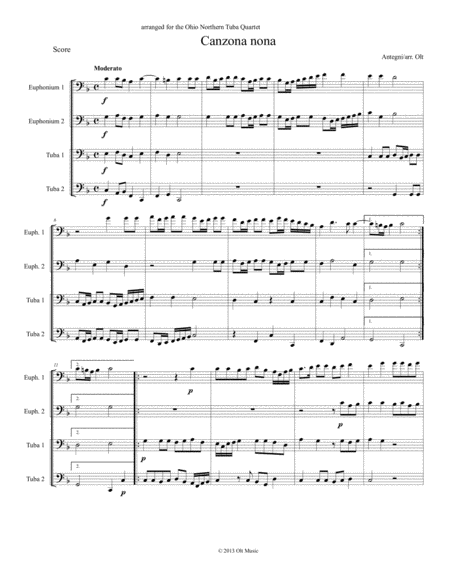 Canzona Nona For Tuba Quartet Sheet Music