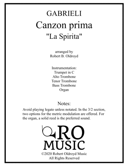 Free Sheet Music Canzona Per Sonare No 1 For Brass Quartet And Organ