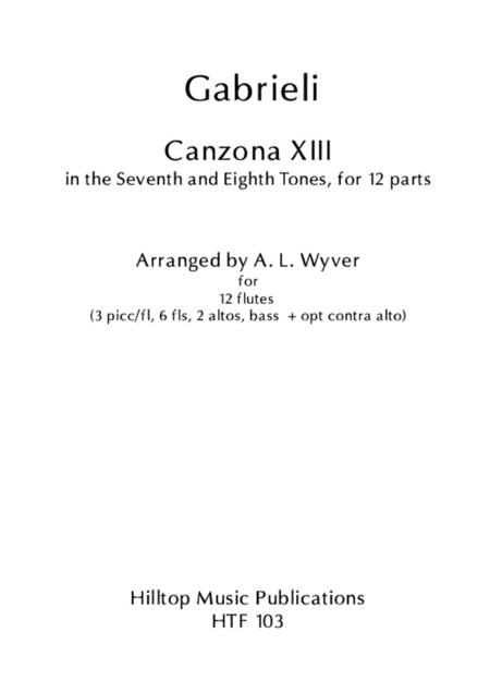 Canzona Xiii Arr Flute Choir Sheet Music