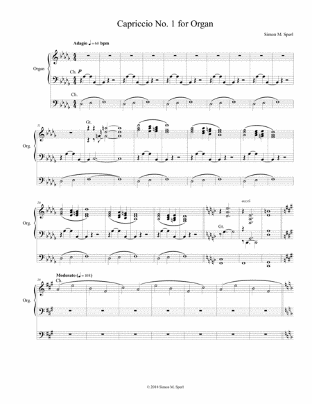 Capriccio No 1 For Organ Sheet Music