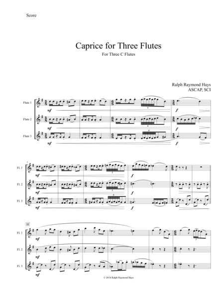 Free Sheet Music Caprice For Three Flutes