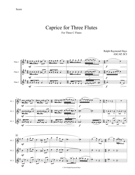 Caprice For Three Flutes Sheet Music