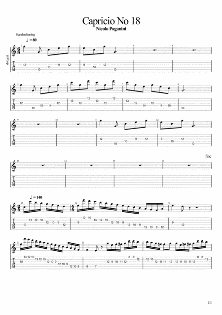 Capricio No 18 Guitar 1 Sheet Music