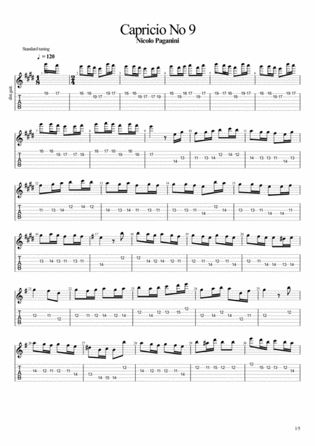 Free Sheet Music Capricio No 9 Guitar 1