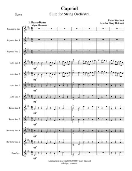 Free Sheet Music Capriol Suite For Saxophone Ensemble