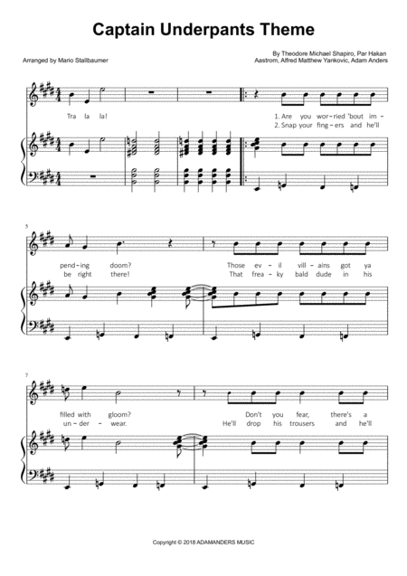 Captain Underpants Theme Sheet Music