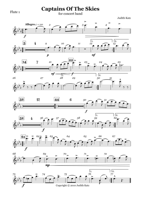 Captains Of The Skies For Concert Band Parts Sheet Music