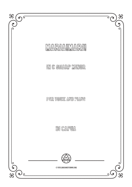 Capua Maria Mari In C Sharp Minor For Voice And Piano Sheet Music