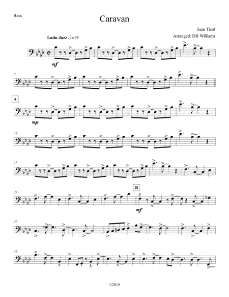 Free Sheet Music Caravan Bass